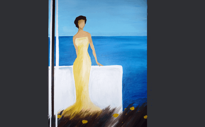 Lady at the ocean, Acrylic on canvas